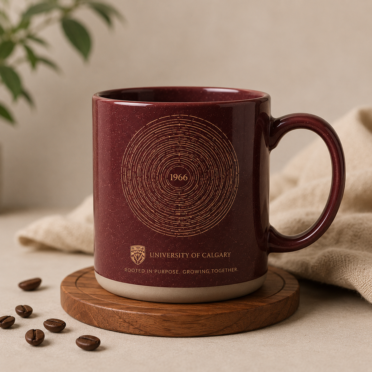 1966 Burgundy Ceramic Mug