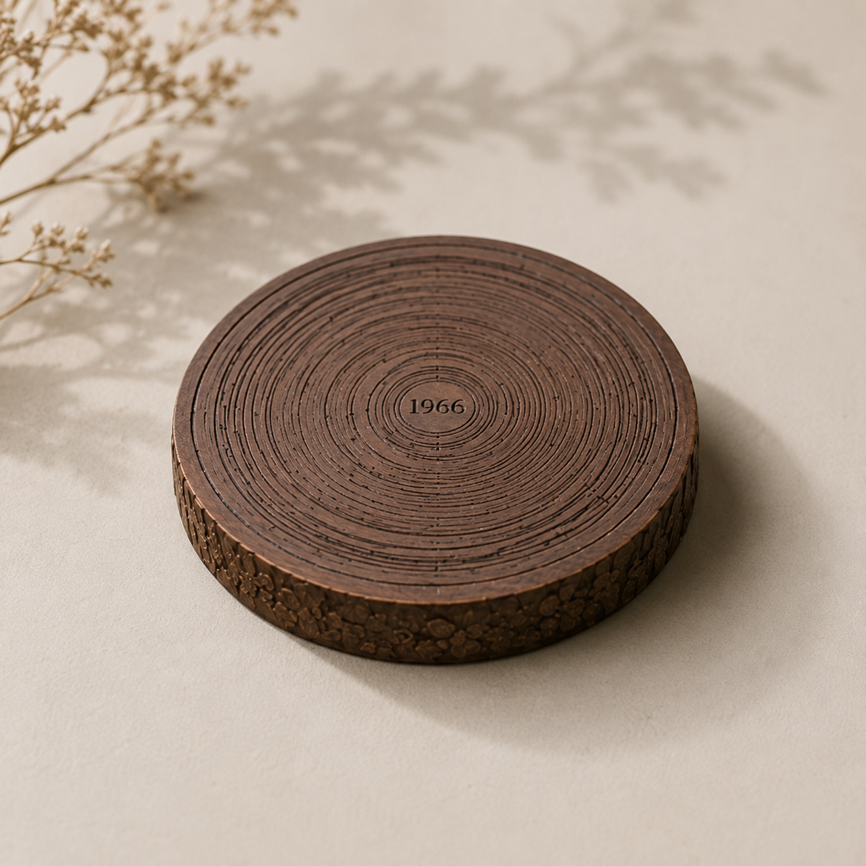 1966 Tree-Ring Wooden Coaster